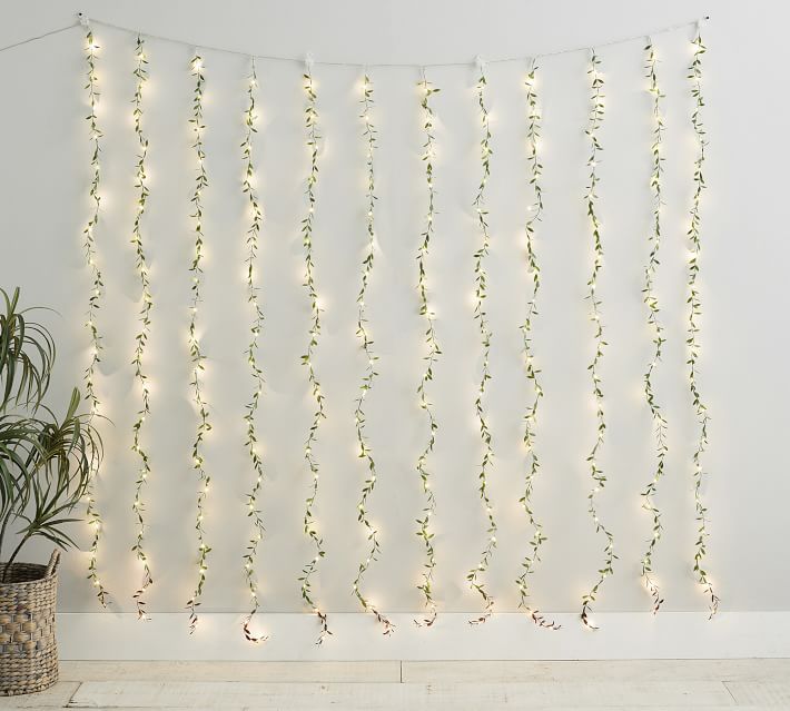 string lights with leaves