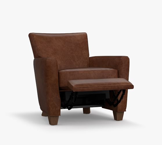 irving square arm leather recliner