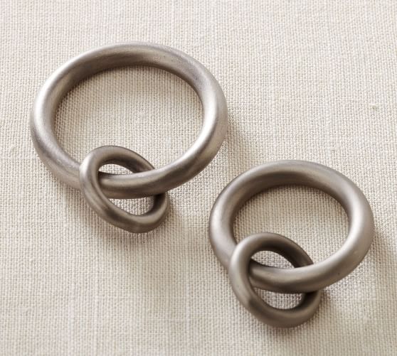 Pottery Barn Pewter Standard Curtain Round Rings Set of 10 Double Ring 