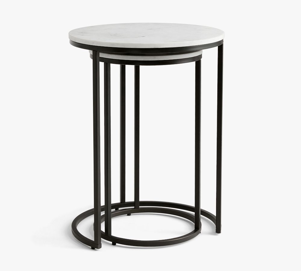 Delaney Round Nesting End Marble Table | Pottery Barn