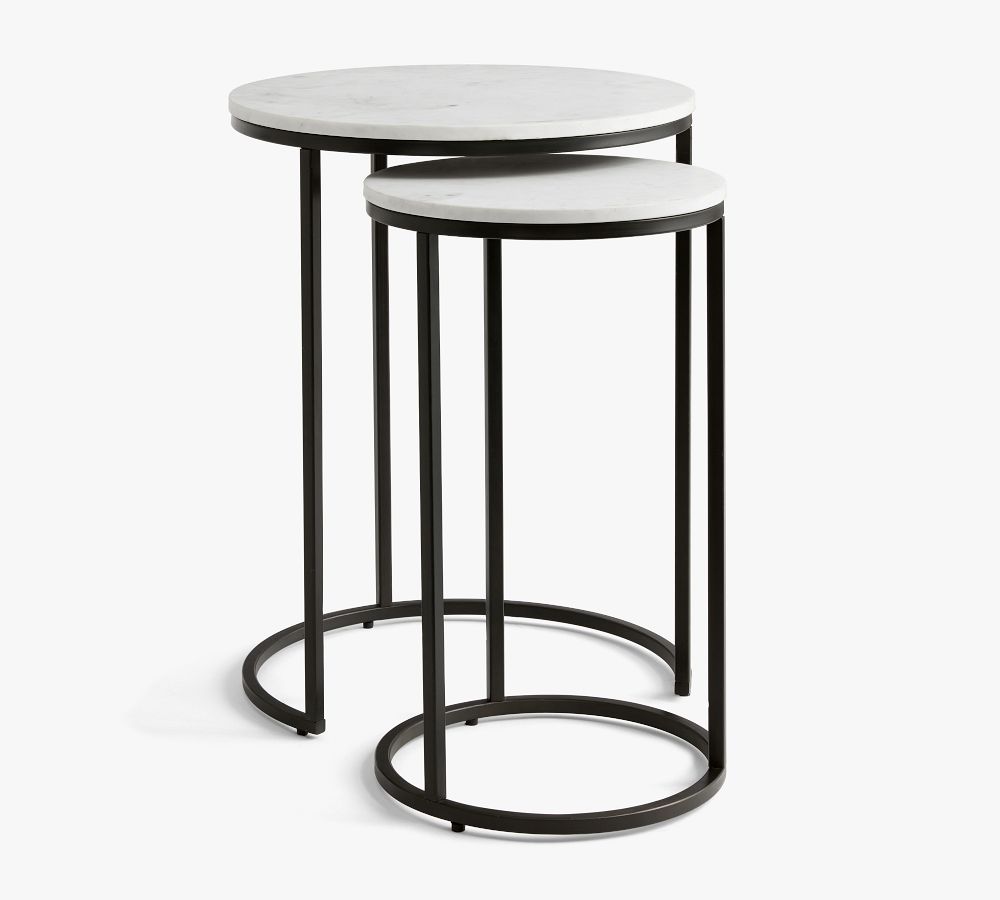Delaney Round Nesting End Marble Table | Pottery Barn