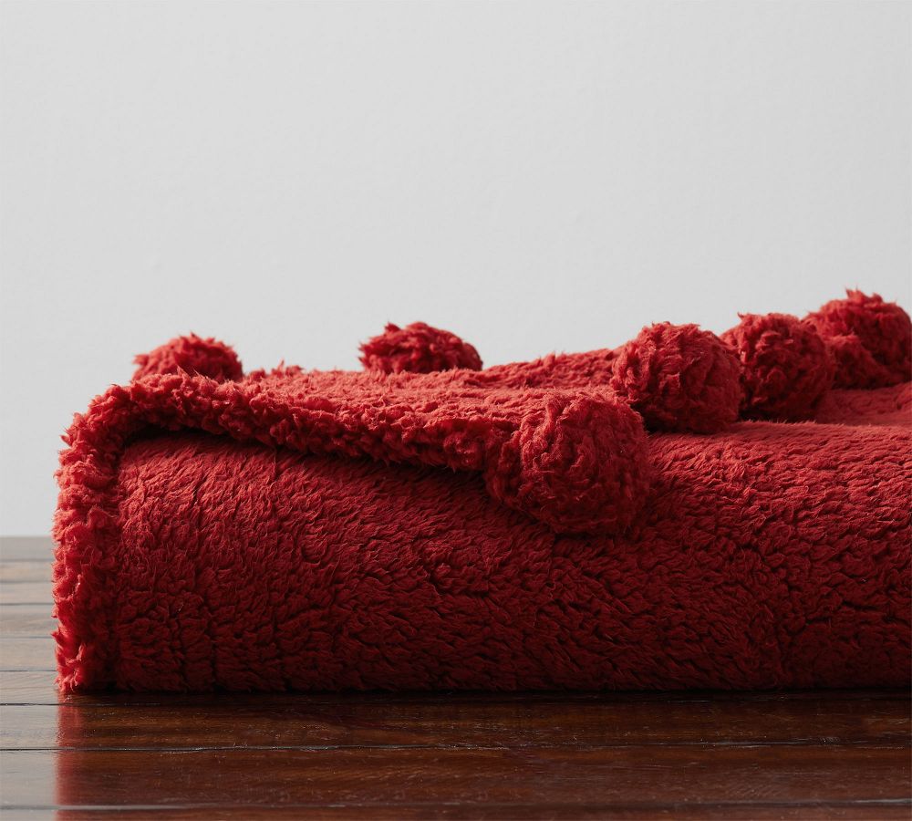 Cozy Pom Pom Sherpa Throws Pottery Barn
