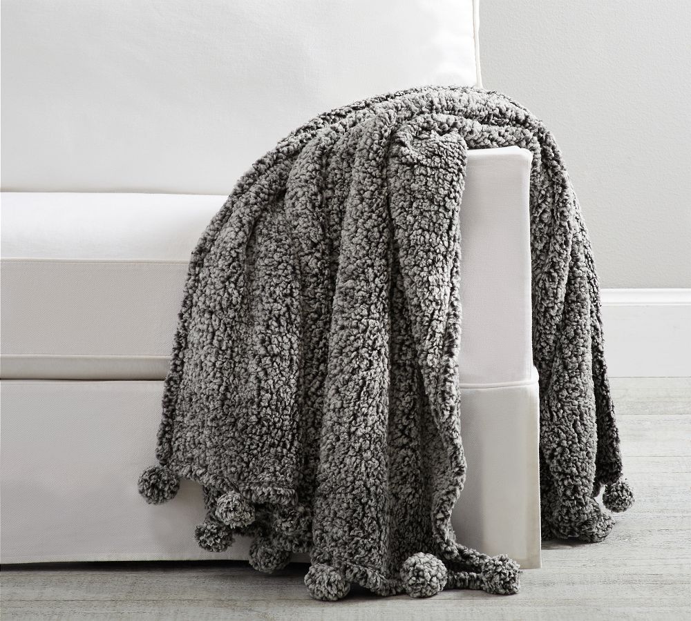 Cozy Pom Pom Sherpa Throws Pottery Barn