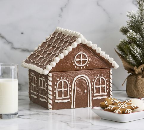 Gingerbread House Stoneware Salt & Pepper Shakers | Pottery Barn