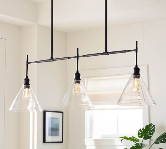 Flared Glass Linear Chandelier 