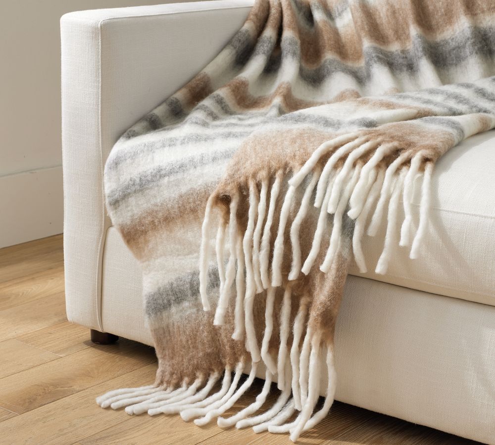 Faux Mohair Pomona Stripe Throw Pottery Barn