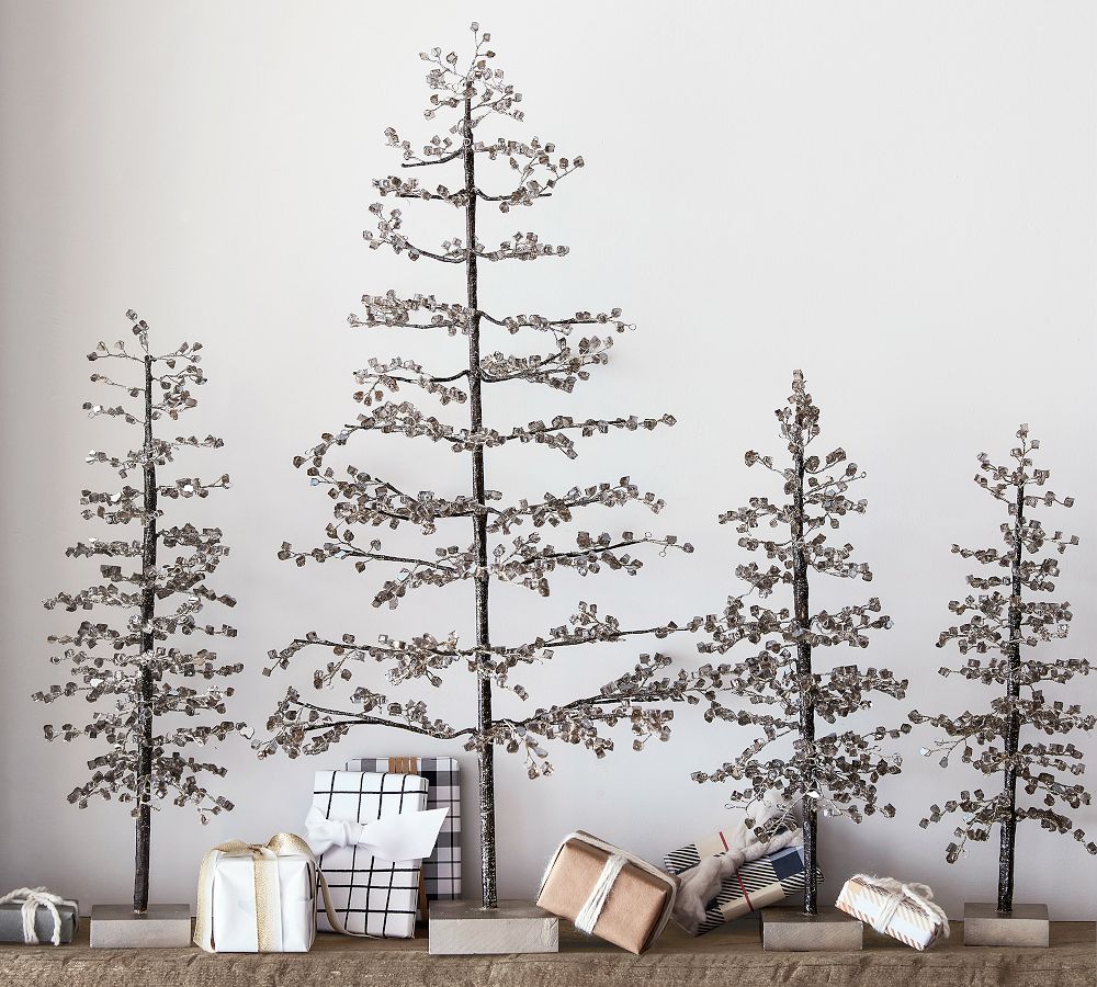 Handcrafted Faceted Mirror Tree Decorative Object Pottery Barn