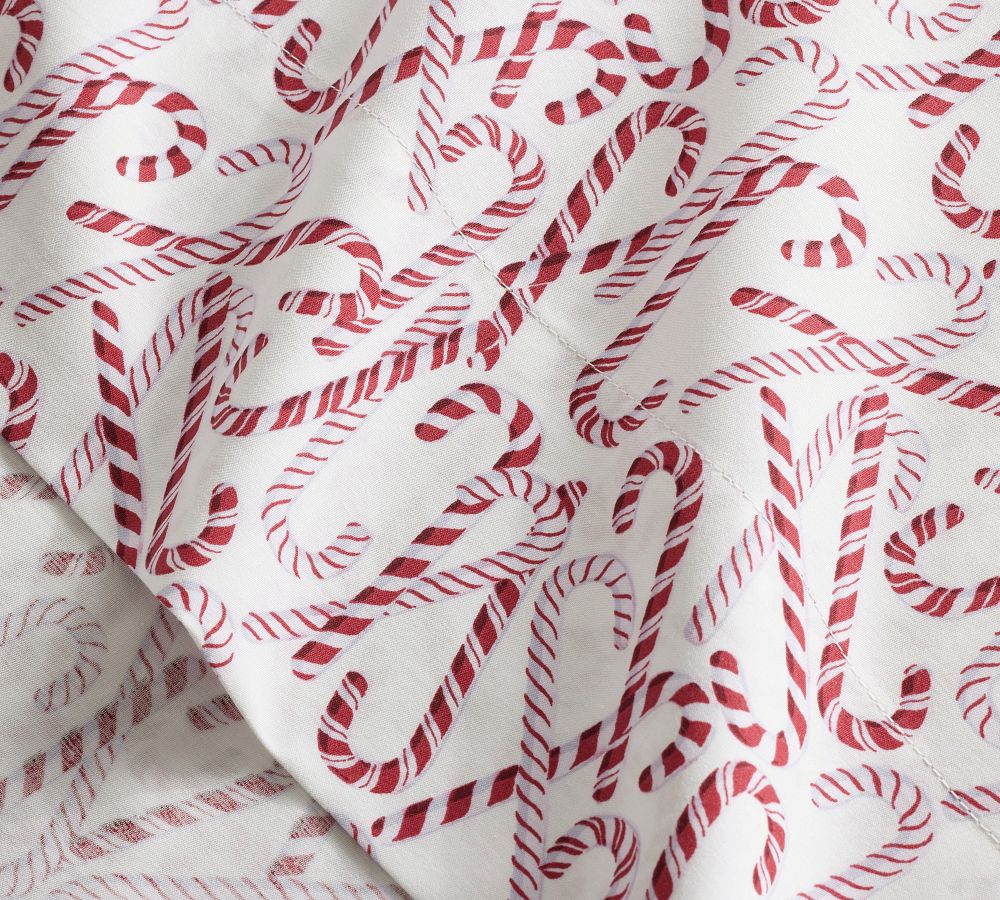 Candy Canes Percale Sheet Set Pottery Barn