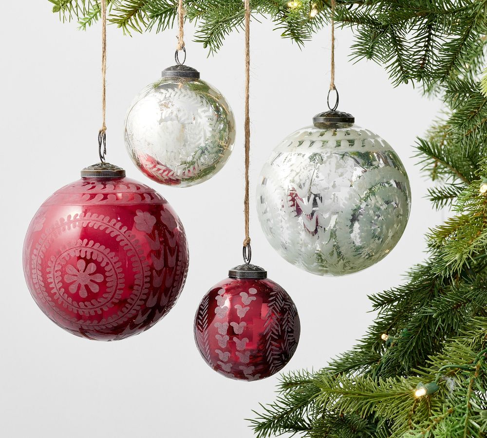 Etched Mercury Glass Ornaments | Pottery Barn