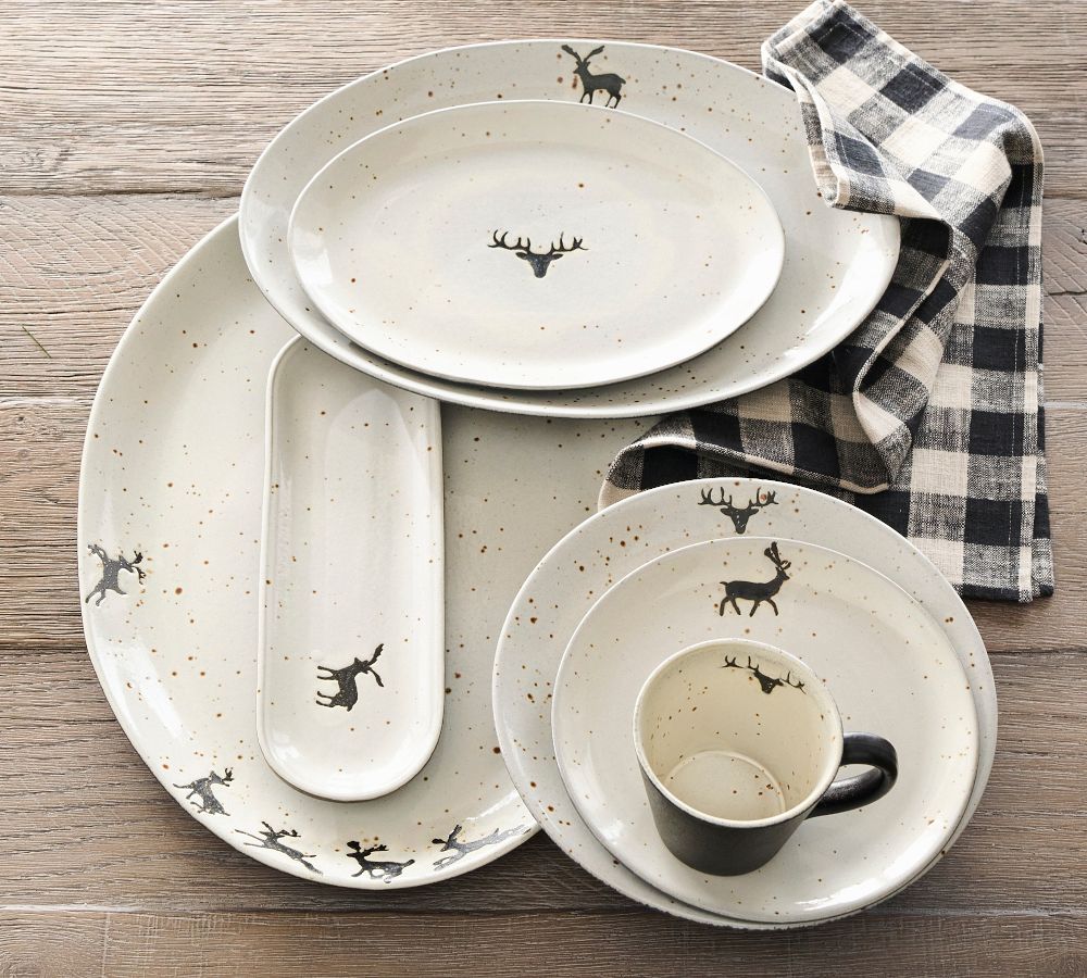 Rustic Reindeer Terracotta Dinner Plates Set of 4 Pottery Barn