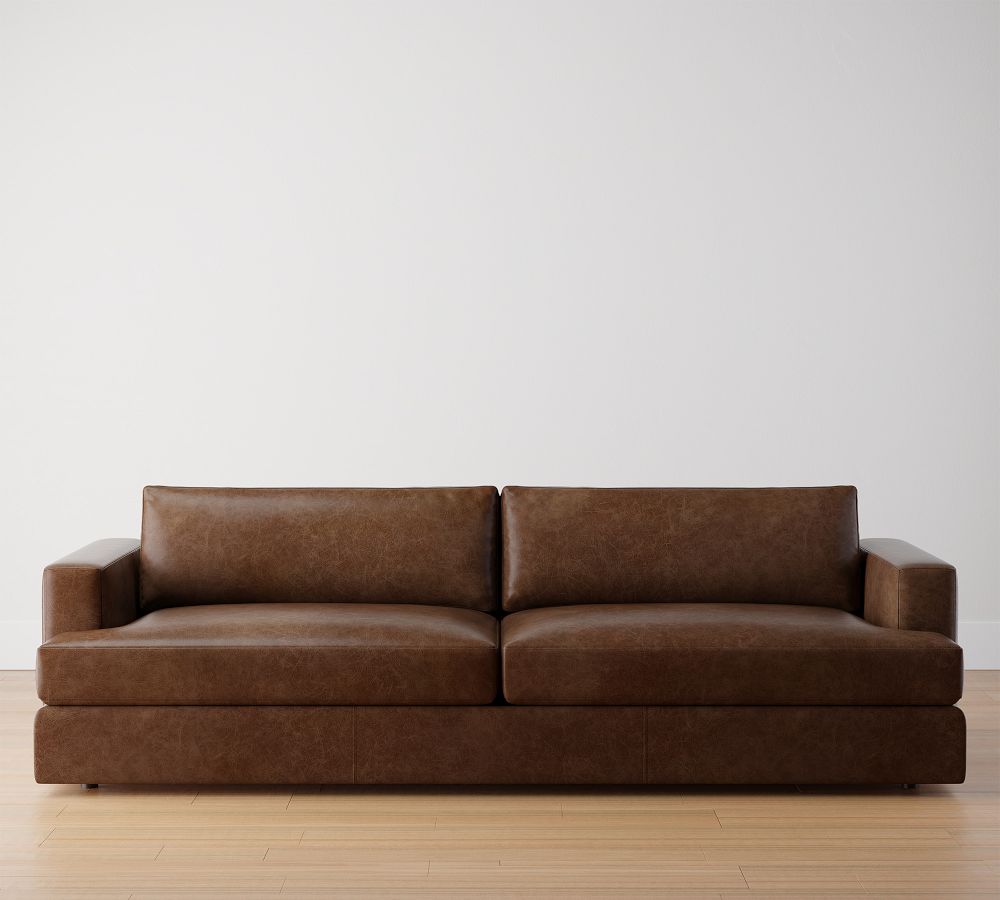 Carmel Recessed Square Arm Leather Sofa | Pottery Barn