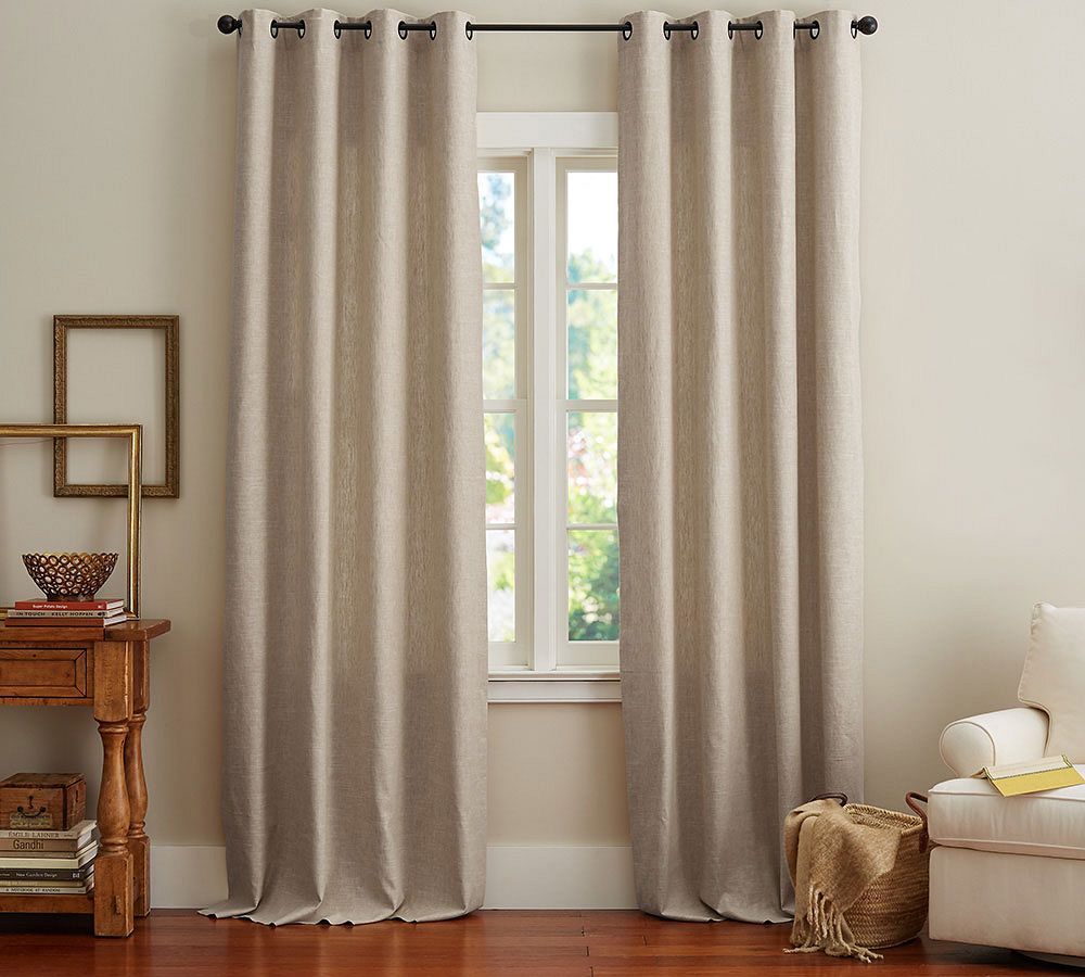 Emery Linen Grommet Light Filtering Curtain Oatmeal Pottery Barn