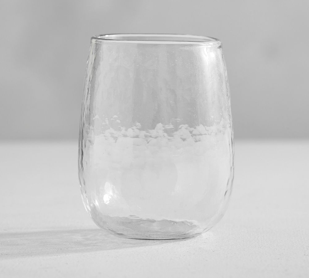 Handmade Hammered Stemless Wine Glasses Pottery Barn