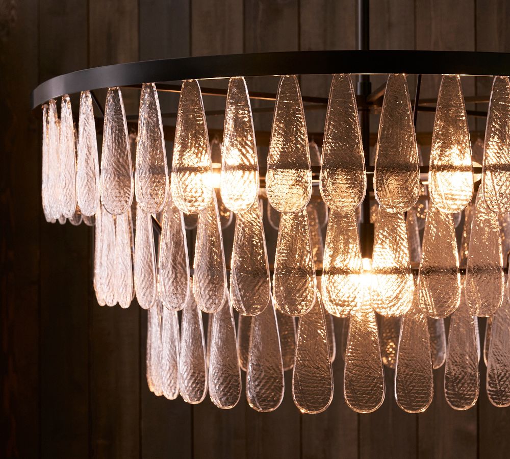 Mable Textured Glass Round Chandelier Pottery Barn