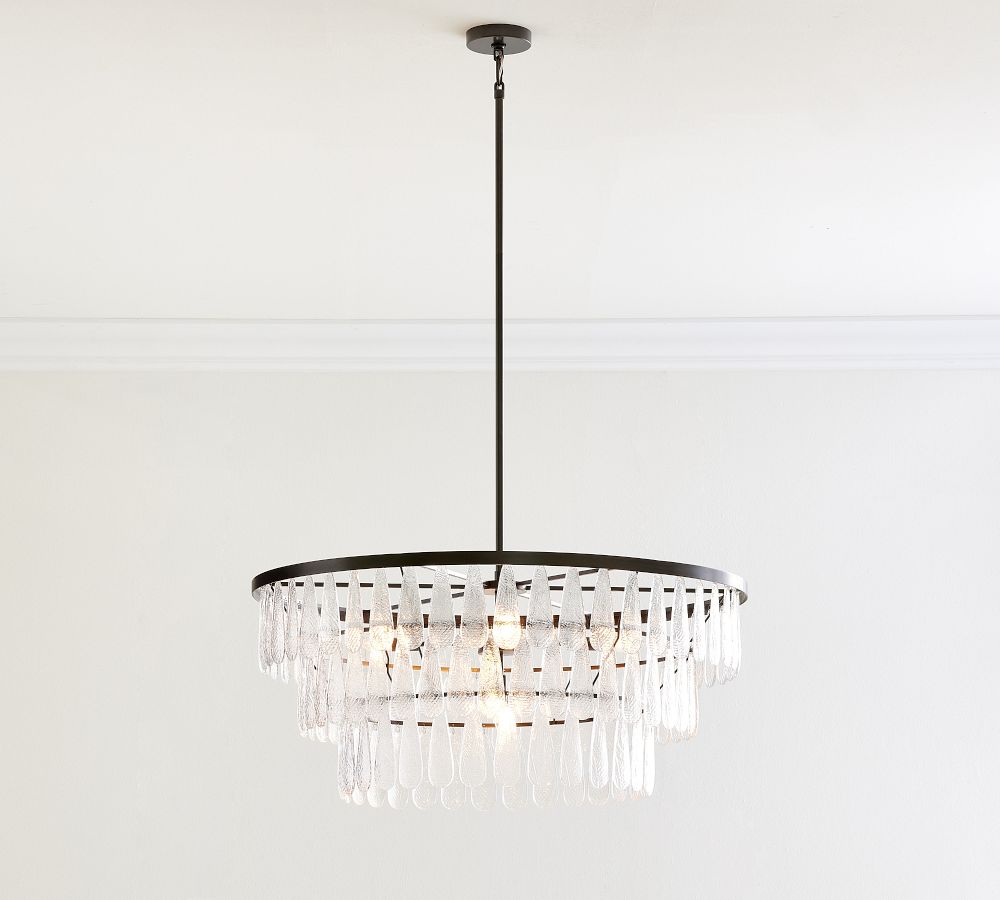 Mable Textured Glass Round Chandelier Pottery Barn
