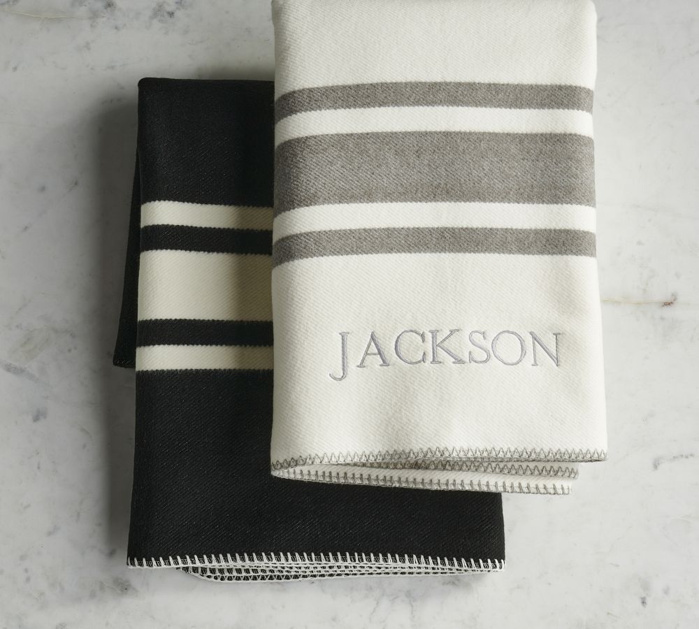 Personalized Border Stripe Throw Pottery Barn