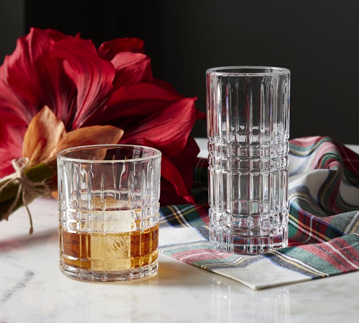 Stewart Plaid Cocktail Glasses Set of 4 Pottery Barn