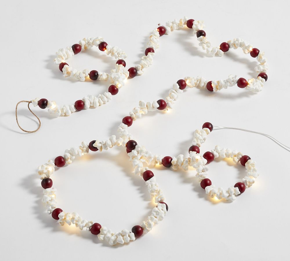 Popcorn & Cranberry String Lights Garland Pottery Barn