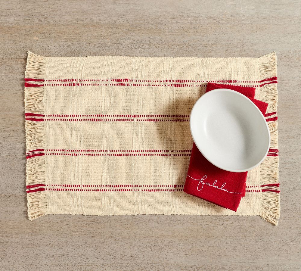 Double Stripe Handwoven Cotton Placemats Pottery Barn