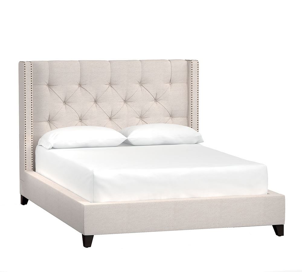 Harper Tufted Upholstered Low Bed | Pottery Barn