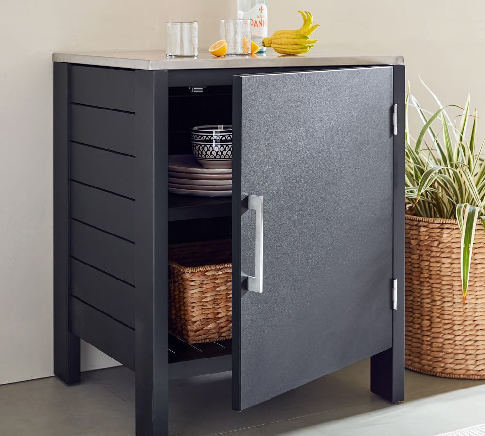 Malibu Metal Outdoor Kitchen Single Black Pottery Barn