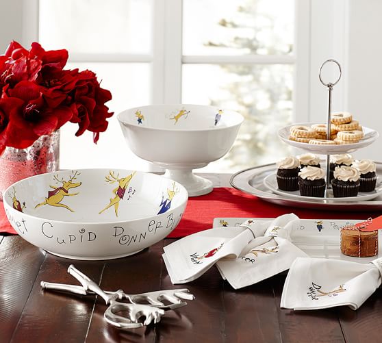 pottery barn reindeer bowls