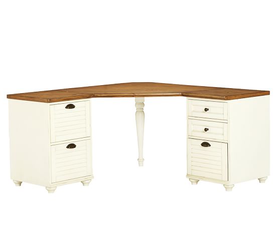 white wood corner desk