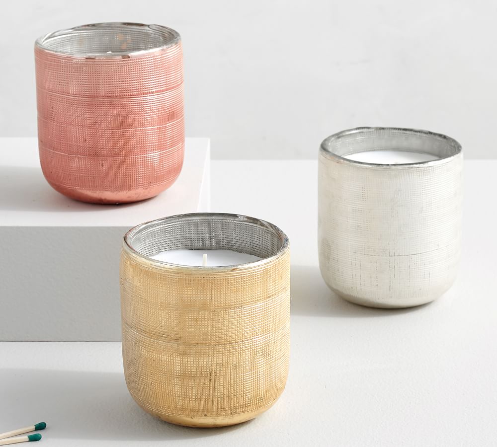 Linen Textured Mercury Glass Scented Candles Pottery Barn