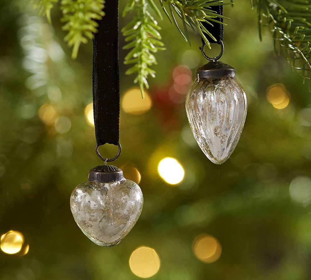 Mini Mercury Glass Shaped Christmas Ornaments Set of 24 Pottery Barn