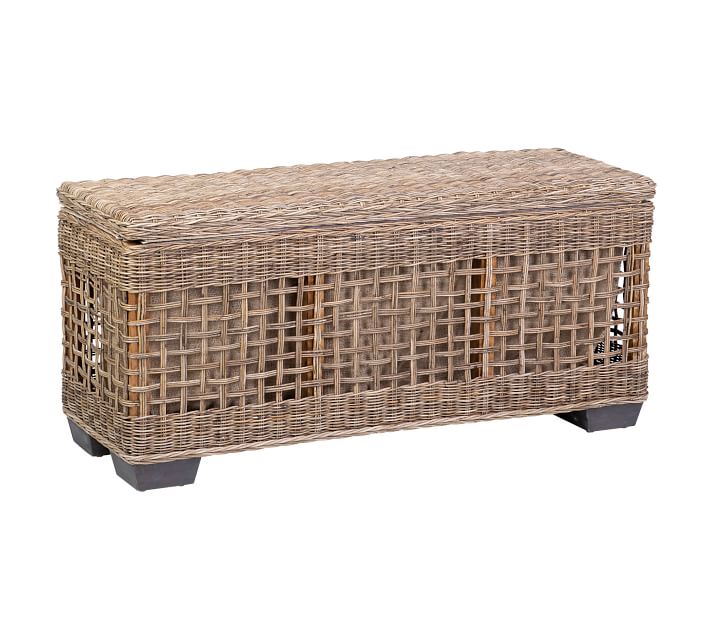 round rattan storage bench