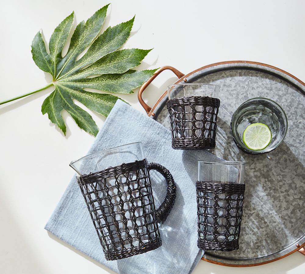Cane Drinking Glasses Black Pottery Barn