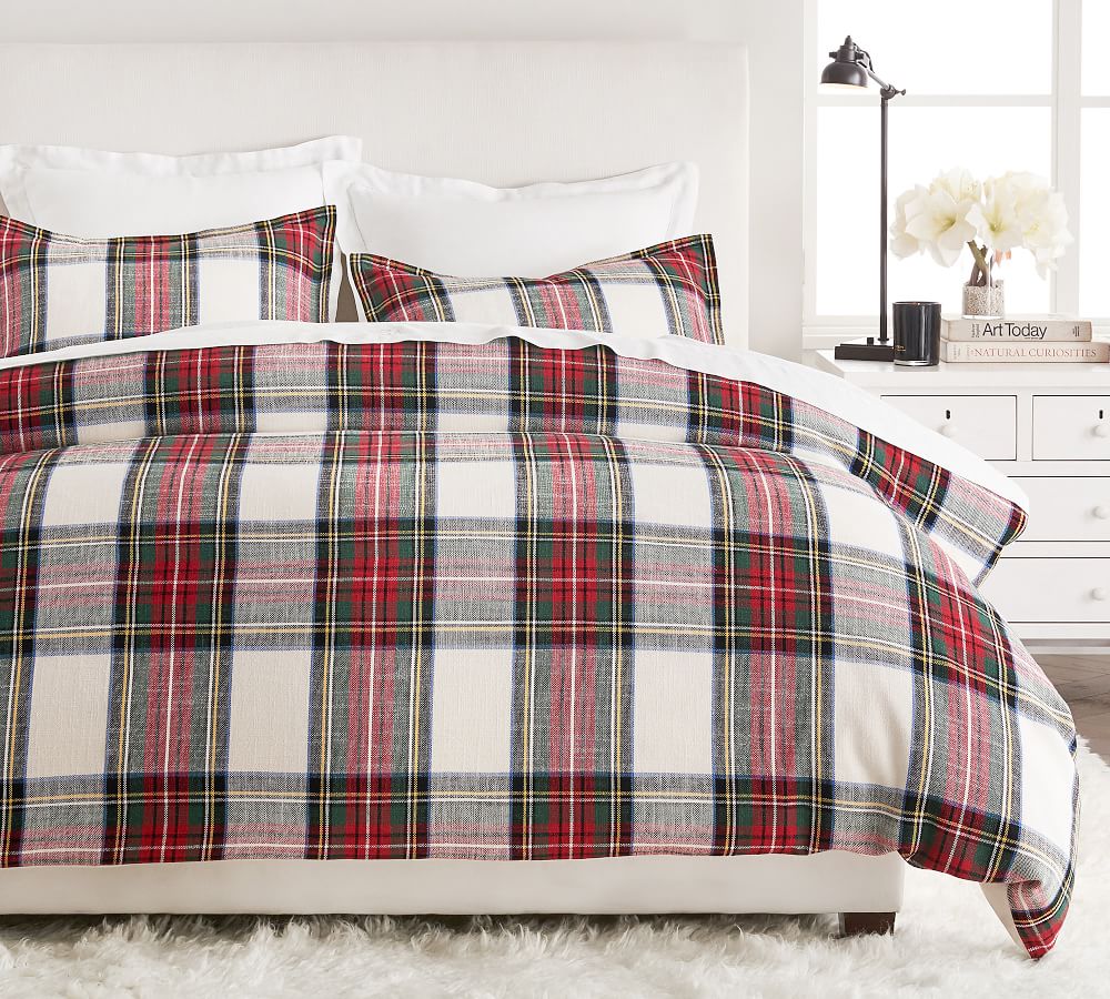 Stewart Plaid Cotton Duvet Cover Pottery Barn