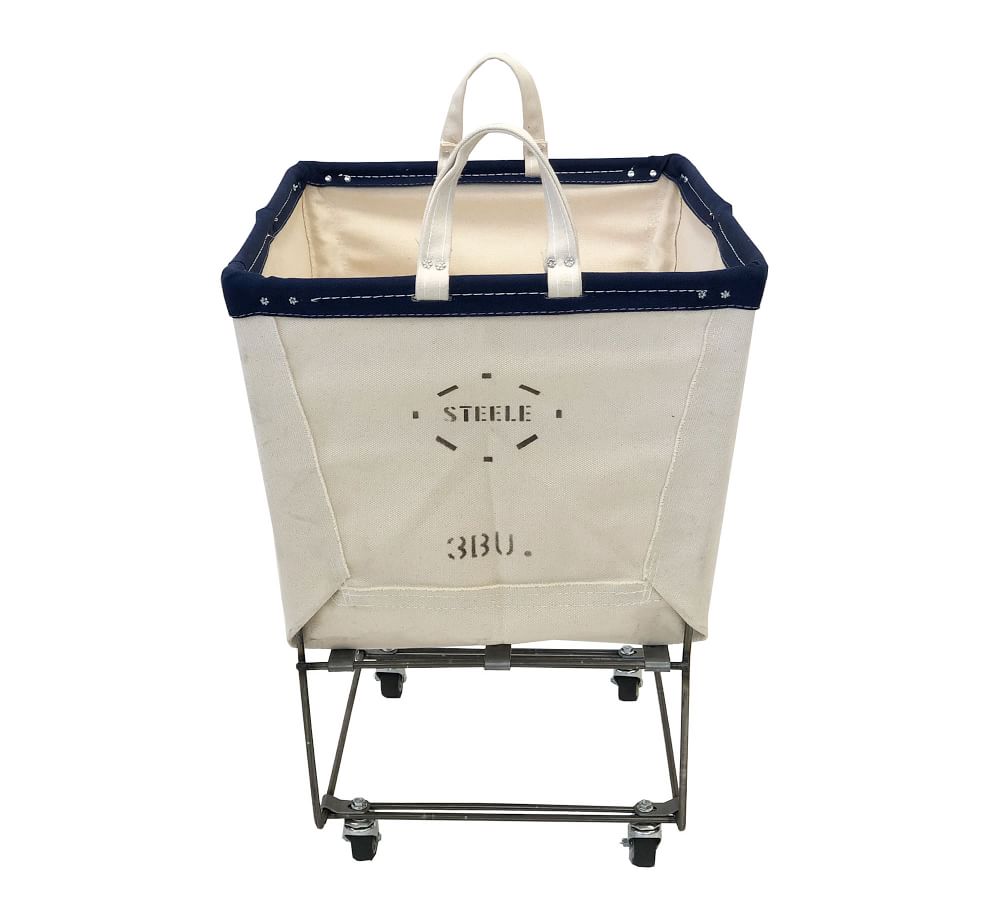 Small Elevated Canvas Laundry Basket with Wheels Pottery Barn
