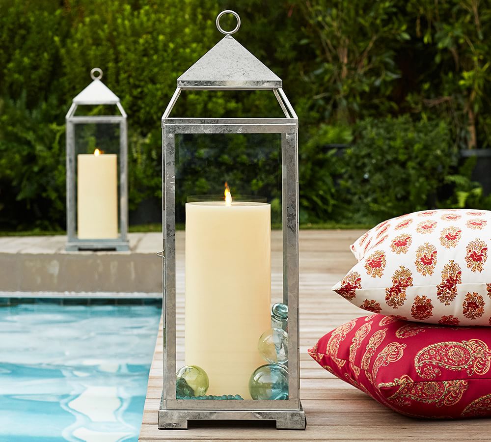 Malta Glass & Metal Lantern Galvanized Finish Pottery Barn