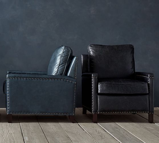 black leather square chair