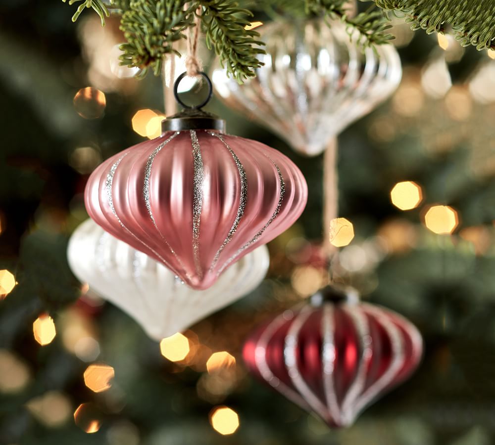 Glass Onion Ornaments, Mixed Set of 4 Pottery Barn