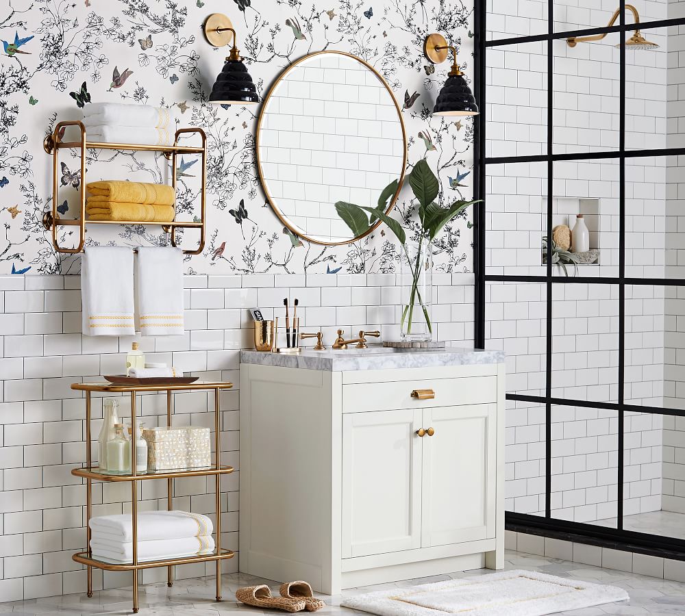 Vintage Round Mirror with DRing Mount Pottery Barn