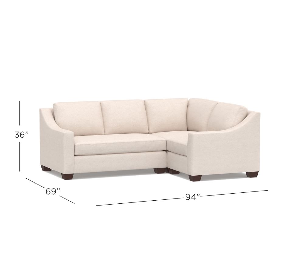 York Slope Arm Upholstered 3Piece Sectional with Bench Cushion