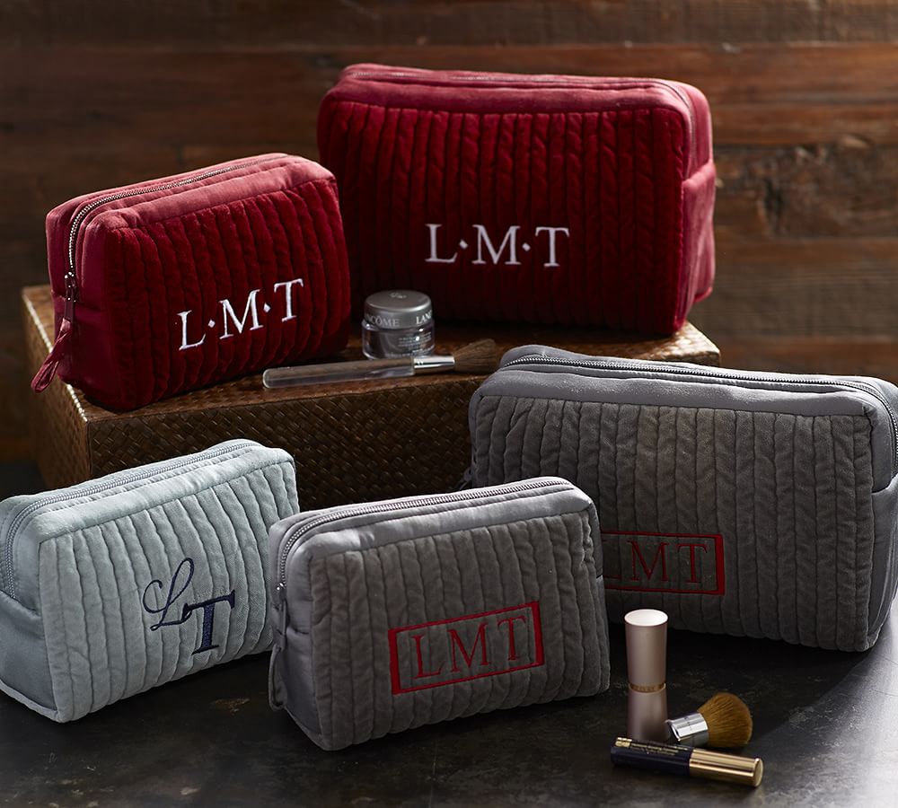 Quilted Velvet & Silk Makeup Bags Set of 2 Pottery Barn