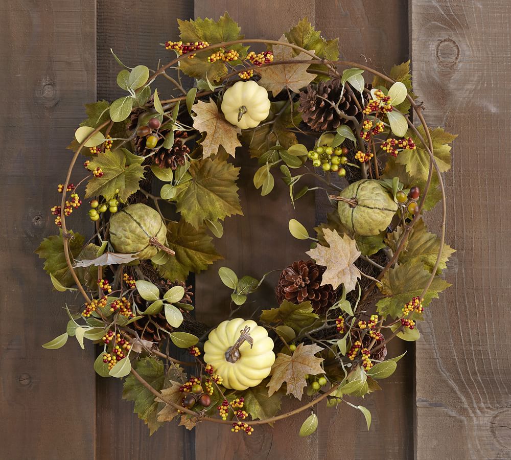 Green Harvest Pumpkin Wreath & Garland Decorative Objects Pottery Barn