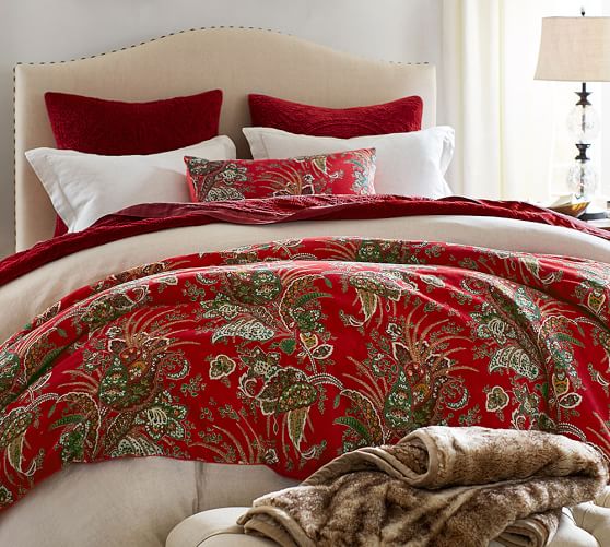 pottery barn red duvet