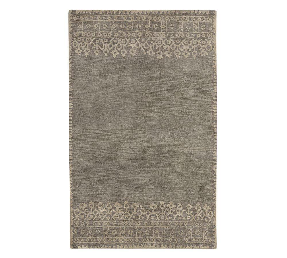 Gray Desa Bordered Wool Rug Patterned Rugs Pottery Barn