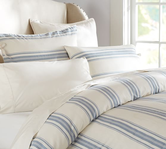 pottery barn striped duvet cover