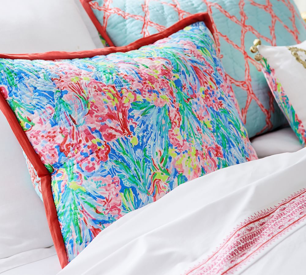 Lilly Pulitzer Fan Sea Pants Reversible Quilt & Shams Pottery Barn