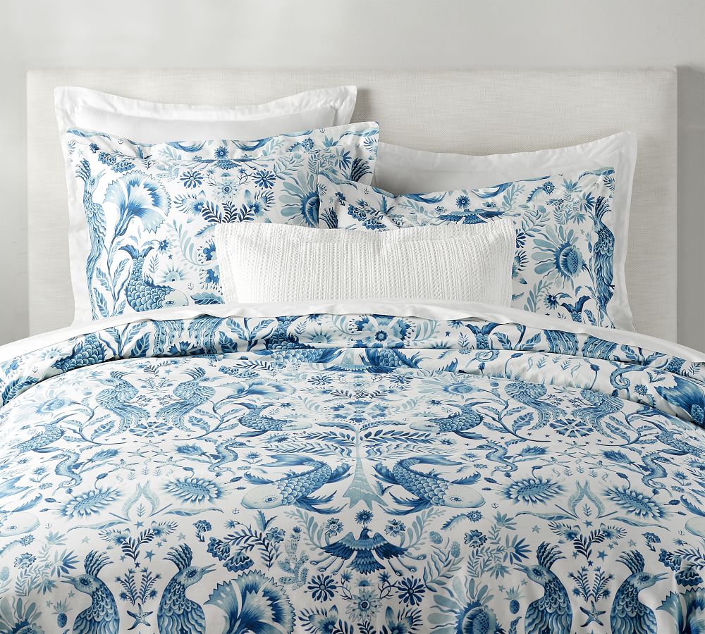 Athena Print Organic Percale Patterned Duvet Cover & Sham Pottery Barn