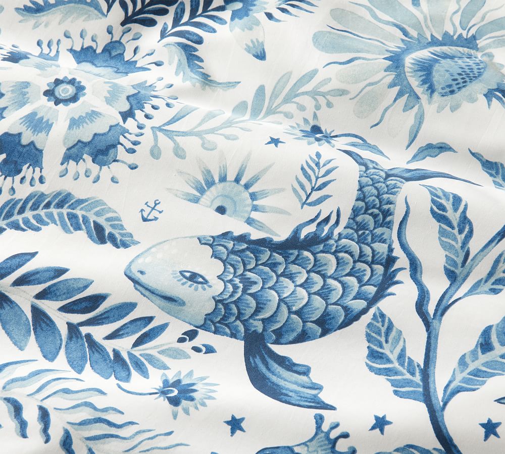 Athena Print Organic Percale Patterned Duvet Cover & Sham Pottery Barn