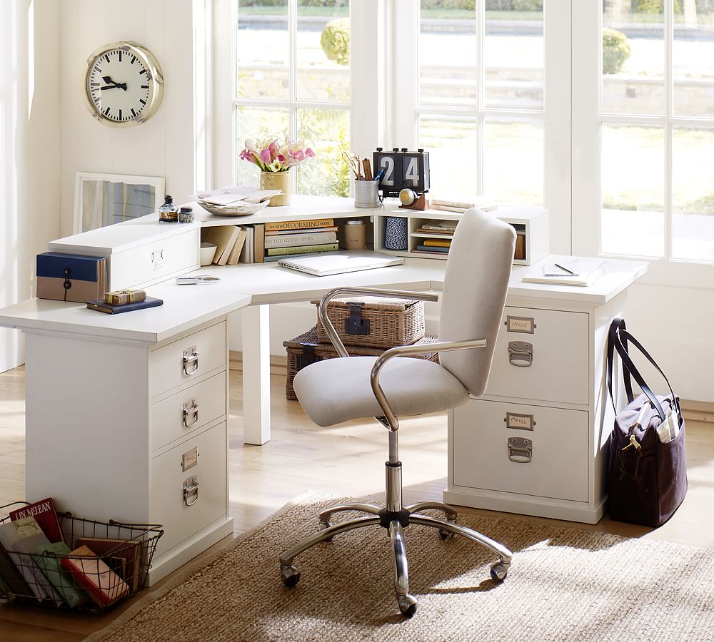 pottery barn corner desk with drawers