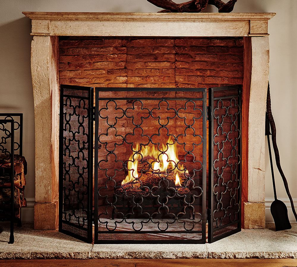 Clover Fireplace Triple Screen Pottery Barn