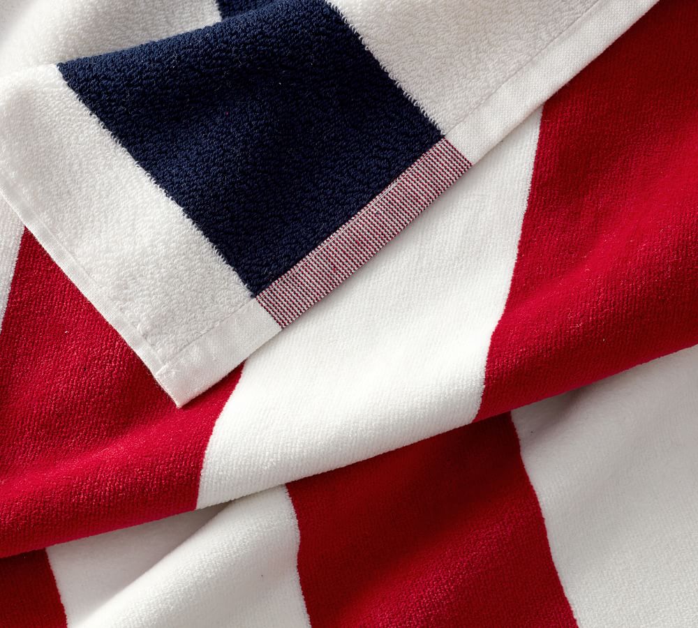 Reversible Awning Striped Beach Towel Red/Navy Pottery Barn