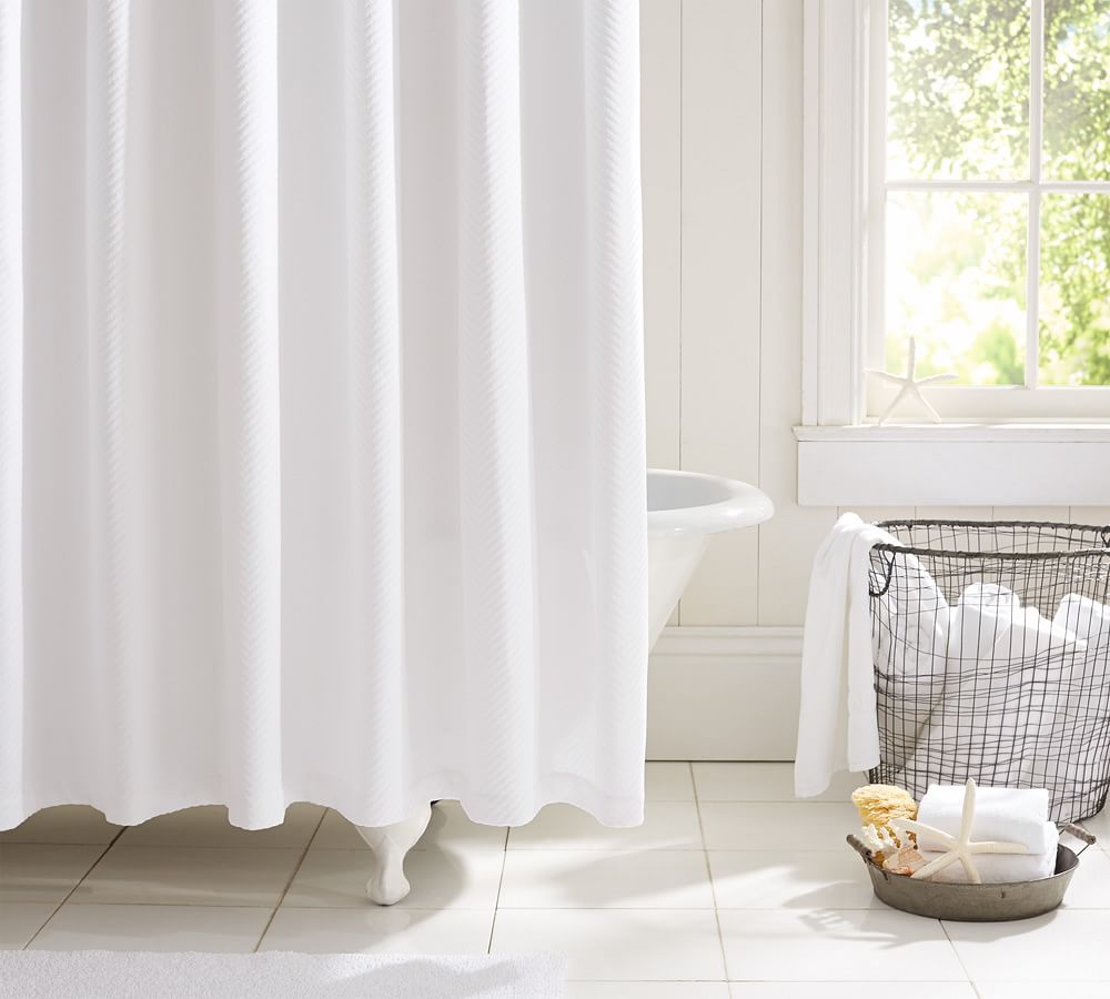 Chevron Matelasse Cotton Shower Curtain | Pottery Barn